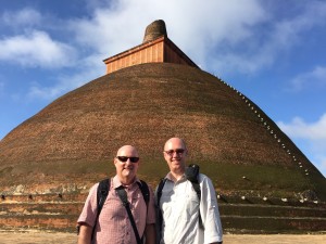 Christopher and Andrew Global Wanderers in front of Stupa in Sri Lanka