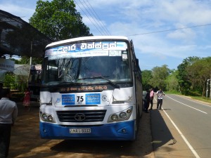 Local Bus in Sri Lanka in blue and white colours