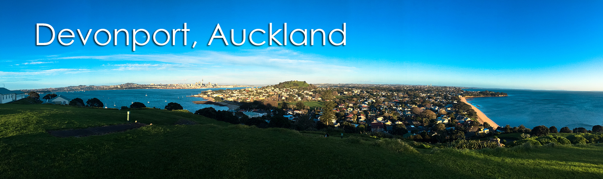 View of Devonport from North Head looking towards Auckland New Zealand