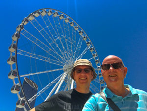 Global Wanderers in front of ferris wheel at Southbank, Brisbane