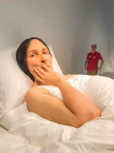 Ron Munich sculputre resting woman at Brisbane Art Gallery Queensland