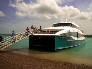 Boat arriving at Tiwi Islands