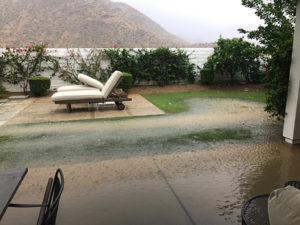 flooded backyard near pool